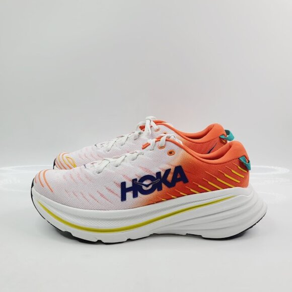 Hoka One One Mens Blanc De Blanc Flame Bondi X Max Cushioned Running Shoes 11.5D main image 7